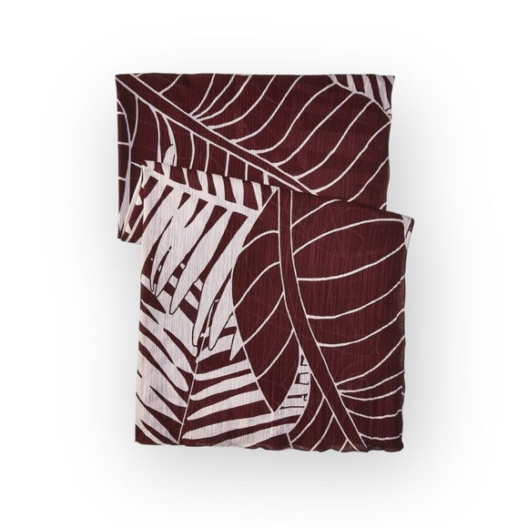new Liebeskind Berlin 𑁍 Woven Jungle Leaf Print Scarf 𑁍 Wine 𑁍 Made in India - Picture 8 of 14
